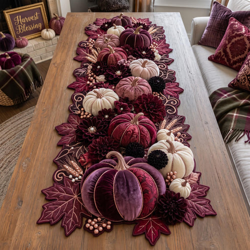 Purple Pumpkin Custom Shape Quilted Table Runner GFTOMA14337