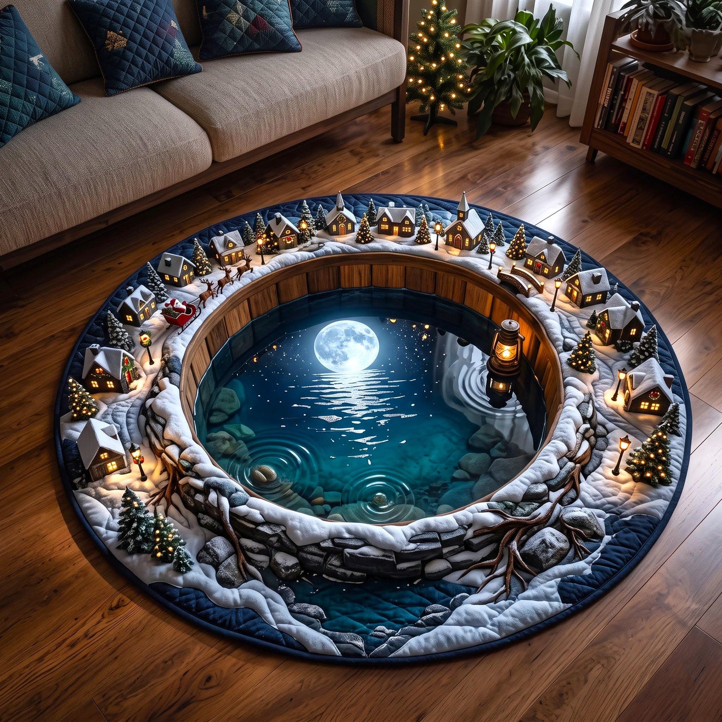 Moonlit Christmas Quilted Round Mat GFTOMA14345