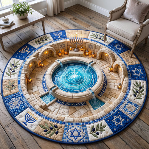 Hanukkah Fountain Quilted Round Mat GFTOMA14347