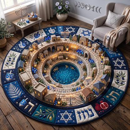 Hanukkah Courtyard Quilted Round Mat GFTOMA14349
