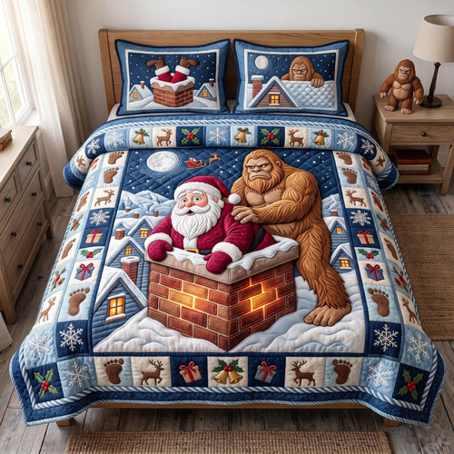 Santa Bigfoot 3-Piece Quilted Bedding Set GFTOMA14352