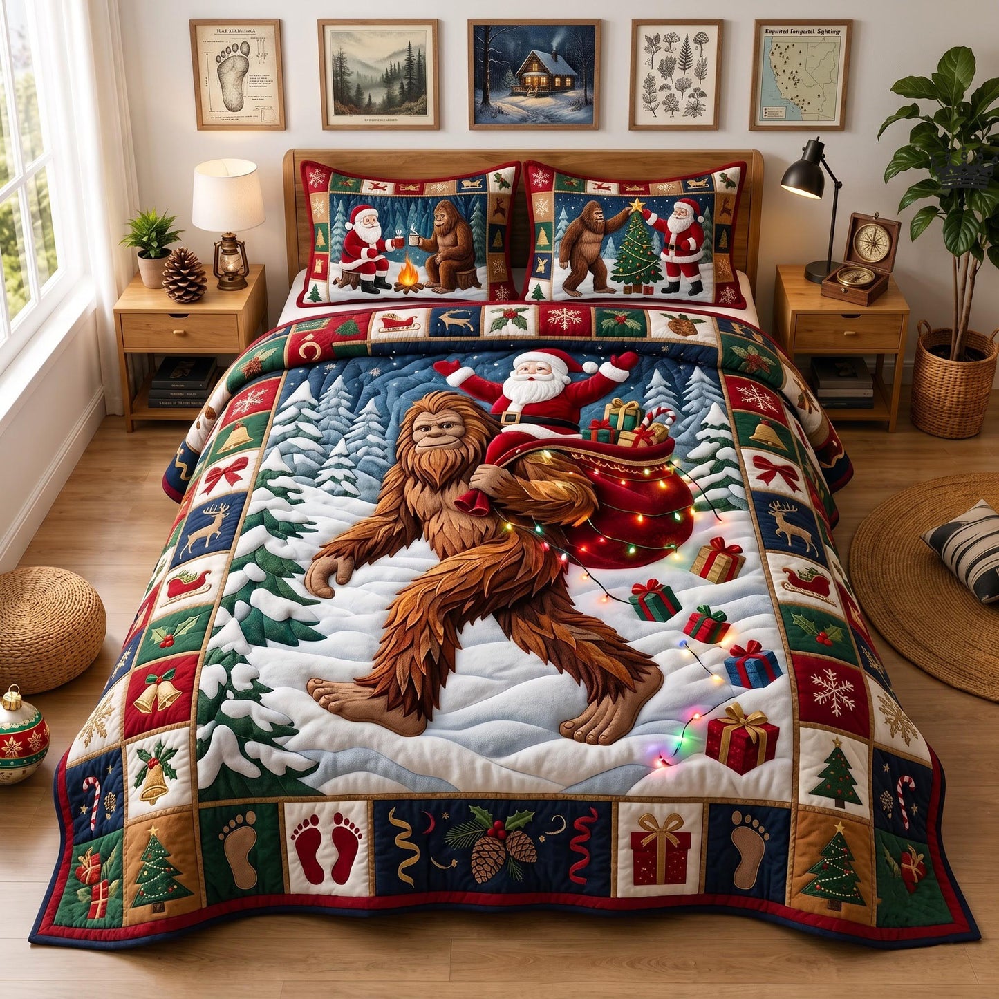 Christmas Bigfoot 3-Piece Quilted Bedding Set GFTOMA14353