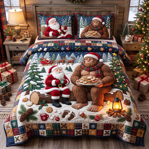 Santa Sasquatch 3-Piece Quilted Bedding Set GFTOMA14356