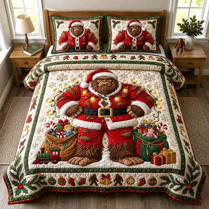 Bigfoot Santa 3-Piece Quilted Bedding Set GFTOMA14357