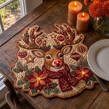 Reindeer Christmas Custom Shape Quilted Placemat GFTOMA14370