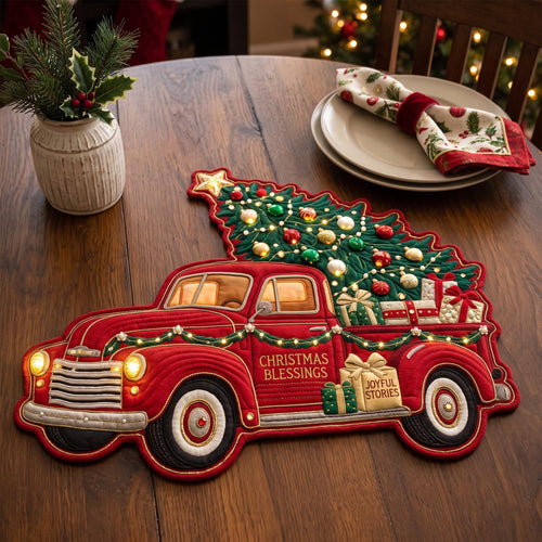 Christmas Truck Custom Shape Quilted Placemat GFTOMA14371
