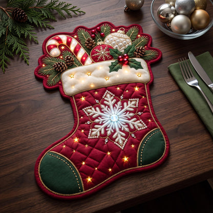 Christmas Stocking Custom Shape Quilted Placemat GFTOMA14374