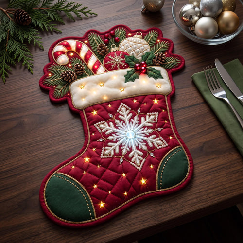 Christmas Stocking Custom Shape Quilted Placemat GFTOMA14374