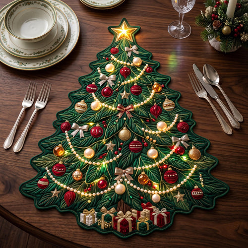 Christmas Tree Custom Shape Quilted Placemat GFTOMA14375
