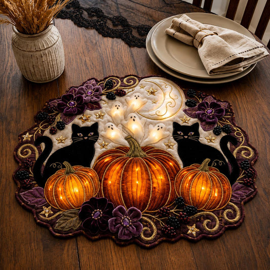 Black Cat Pumpkin Custom Shape Quilted Placemat GFTOMA14377