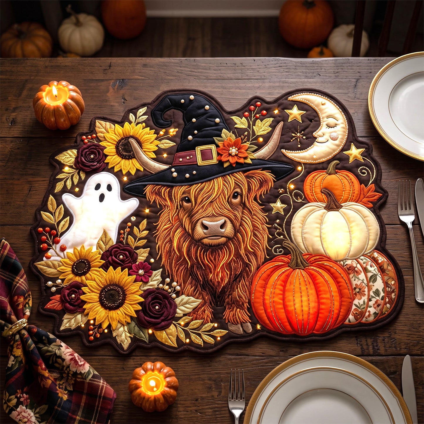 Highland Halloween Custom Shape Quilted Placemat GFTOMA14379