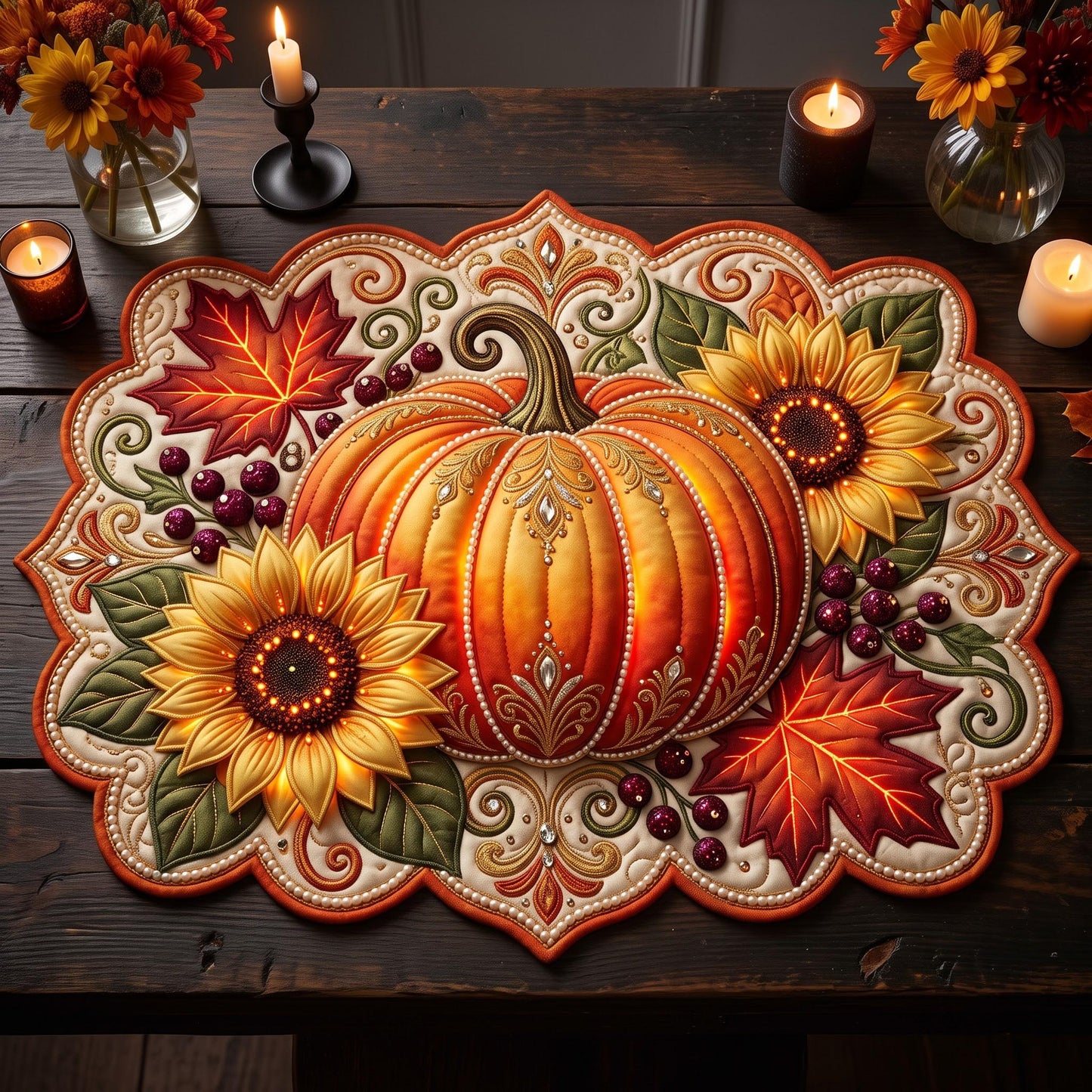 Autumn Pumpkin Custom Shape Quilted Placemat GFTOMA14380