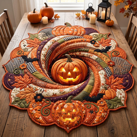 Pumpkin Spiral Custom Shape Quilted Table Topper GFTOMA14385