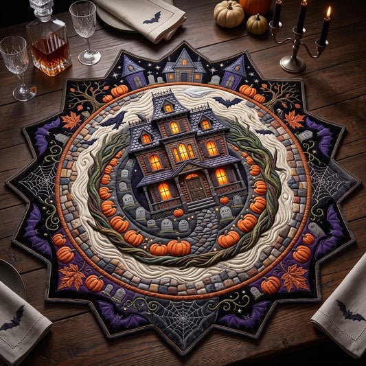 Haunted House Custom Shape Quilted Table Topper GFTOMA14387
