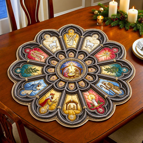 Holy Christmas Custom Shape Quilted Table Topper GFTOMA14402