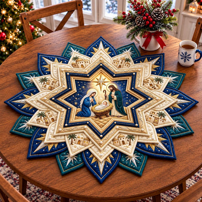 Christmas Nativity Star Custom Shape Quilted Table Topper GFTOMA14403