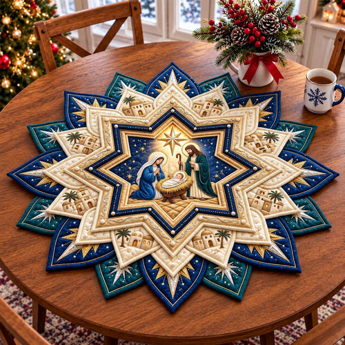 Christmas Nativity Star Custom Shape Quilted Table Topper GFTOMA14403