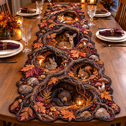 Autumn Woodland Custom Shape Quilted Table Runner GFTOMA14415