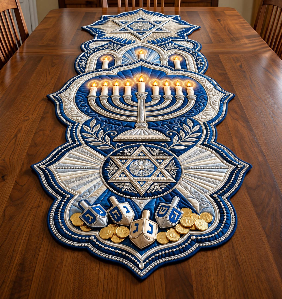 Festival Lights Custom Shape Quilted Table Runner GFTOMA14418