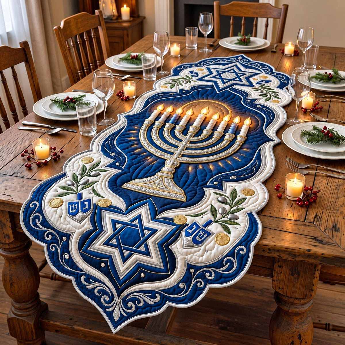 Festival Lights Custom Shape Quilted Table Runner GFTOMA14419