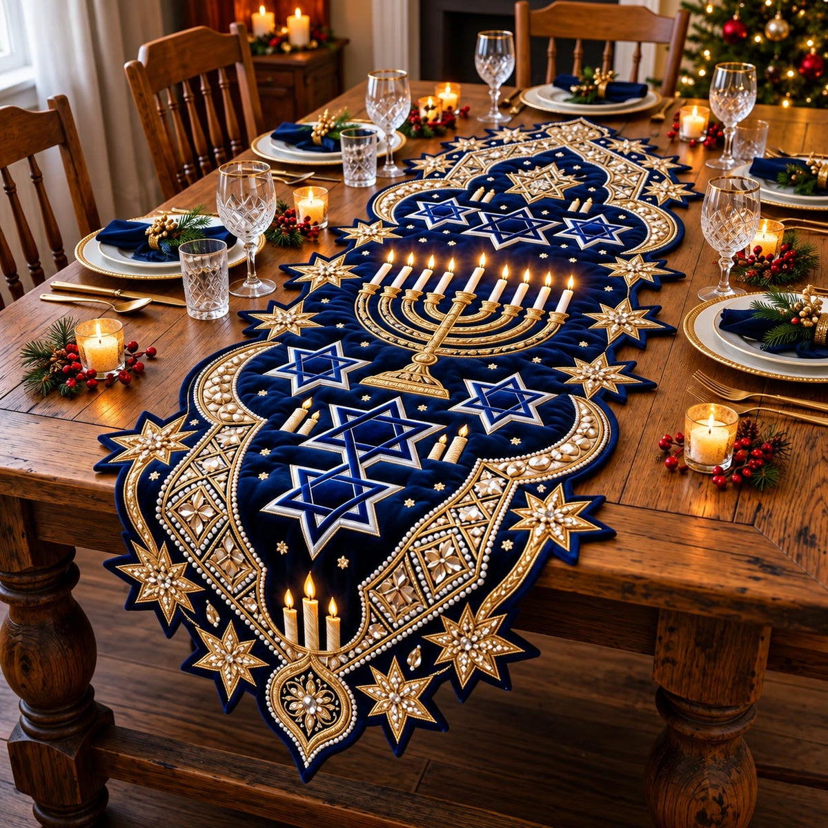 Festival Lights Custom Shape Quilted Table Runner GFTOMA14421