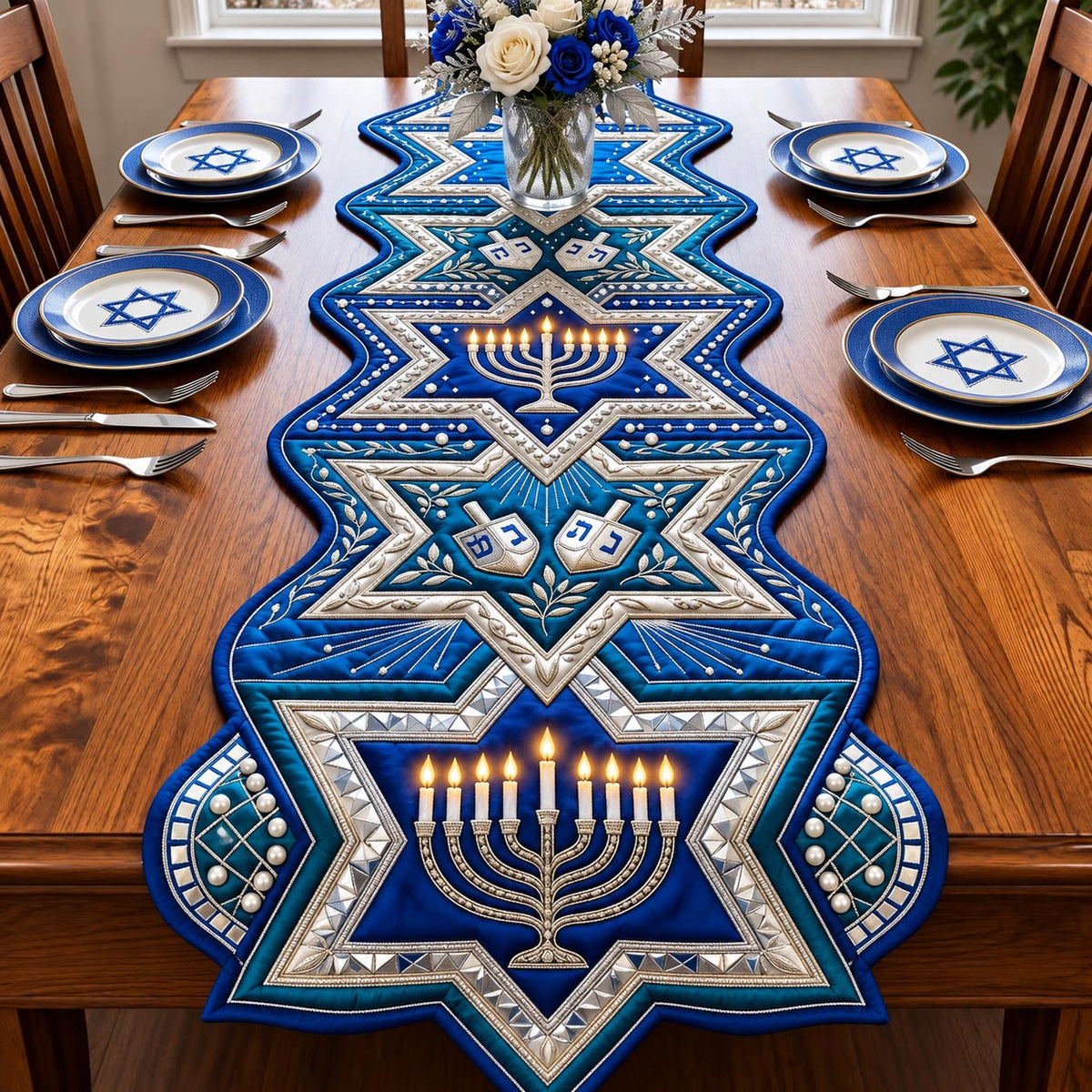 Festival Lights Custom Shape Quilted Table Runner GFTOMA14423