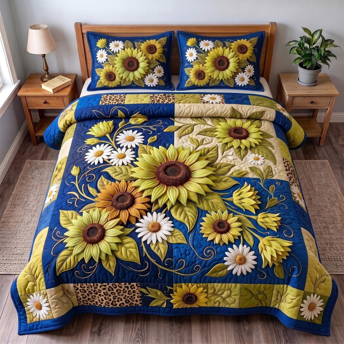 Sunflower Harvest 3-Piece Quilted Bedding Set GFTOMA14466