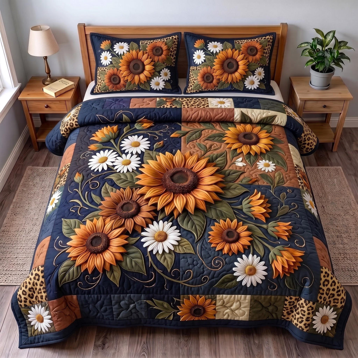 Sunflower Harvest 3-Piece Quilted Bedding Set GFTOMA14466