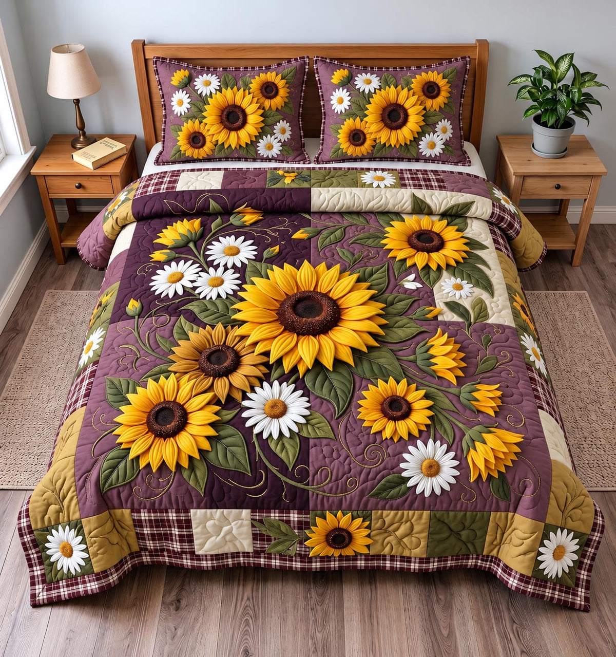 Sunflower Harvest 3-Piece Quilted Bedding Set GFTOMA14466
