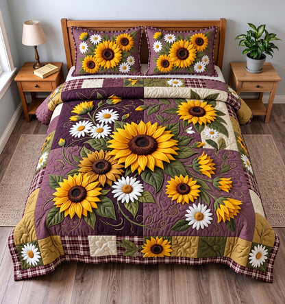 Sunflower Harvest 3-Piece Quilted Bedding Set GFTOMA14466