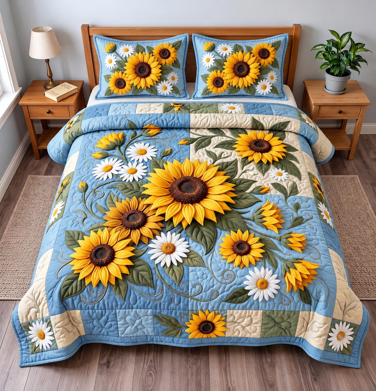 Sunflower Harvest 3-Piece Quilted Bedding Set GFTOMA14466