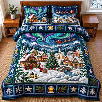 Aurora Christmas Village 3-Piece Quilted Bedding Set GFTOMA14431