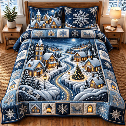 Winter River Village 3-Piece Quilted Bedding Set GFTOMA14433