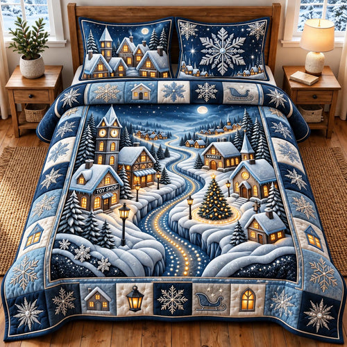 Winter River Village 3-Piece Quilted Bedding Set GFTOMA14433
