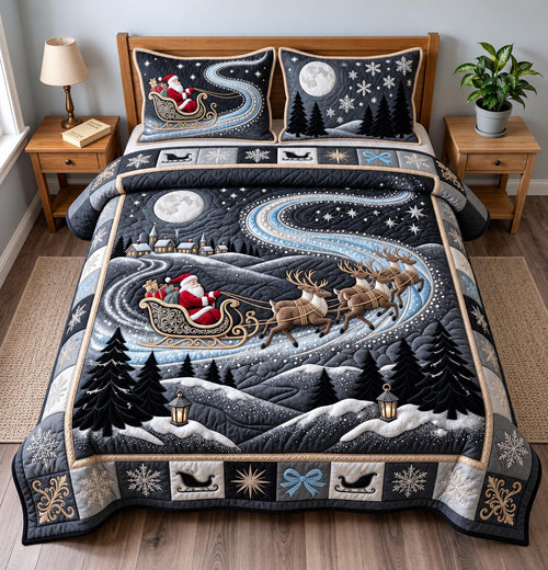Santa Sleigh Night 3-Piece Quilted Bedding Set GFTOMA14434