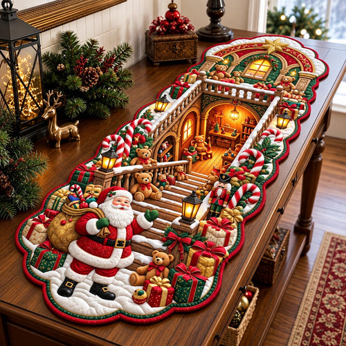 Santa Christmas Custom Shape Quilted Table Runner GFTOMA14437
