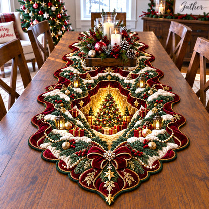 Royal Christmas Tree Custom Shape Quilted Table Runner GFTOMA14447