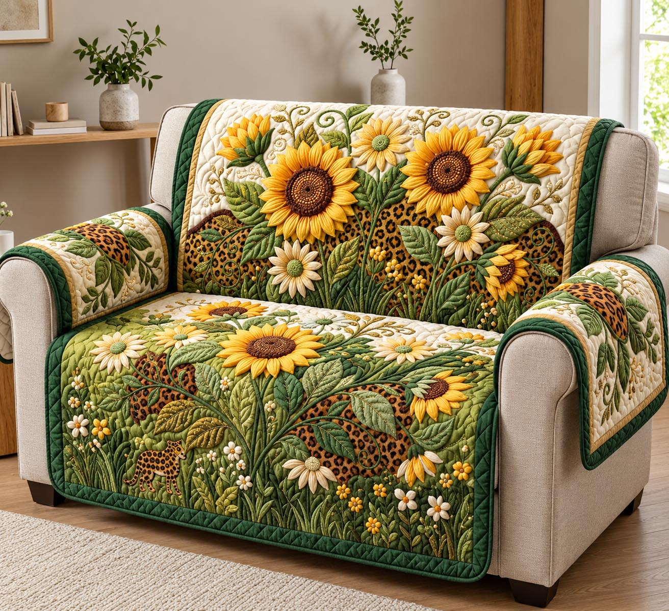 Sunflower Harvest Quilted Sofa Cover GFTOMA14467