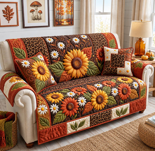 Sunflower Harvest Quilted Sofa Cover GFTOMA14469