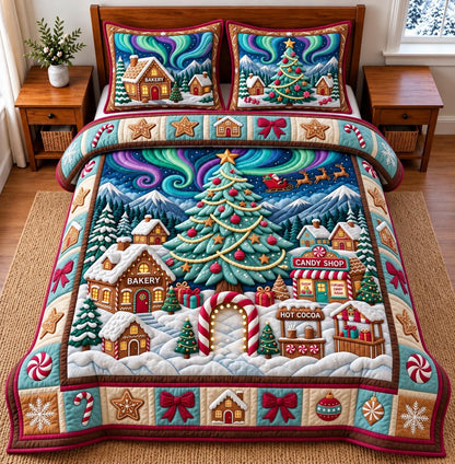 Christmas Candy Tree 3-Piece Quilted Bedding Set GFTOMA14521