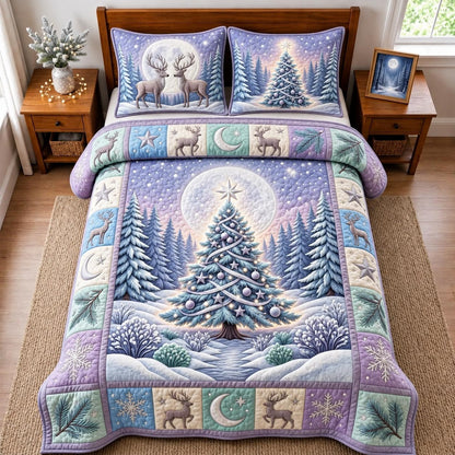 Winter Christmas Tree 3-Piece Quilted Bedding Set GFTOMA14524