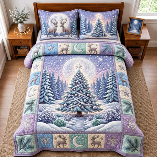 Winter Christmas Tree 3-Piece Quilted Bedding Set GFTOMA14524