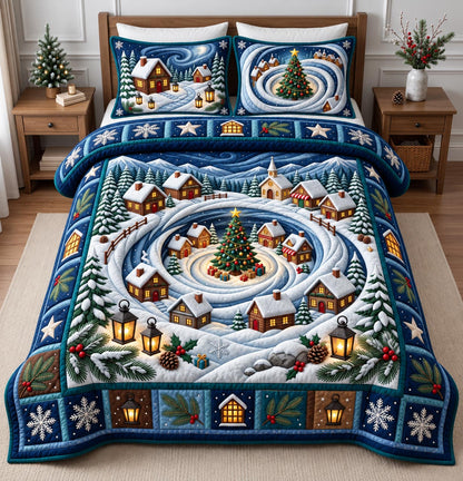 Christmas Village 3-Piece Quilted Bedding Set GFTOMA14527