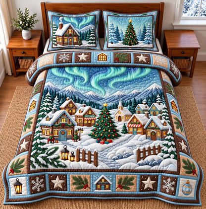 Aurora Christmas 3-Piece Quilted Bedding Set GFTOMA14530