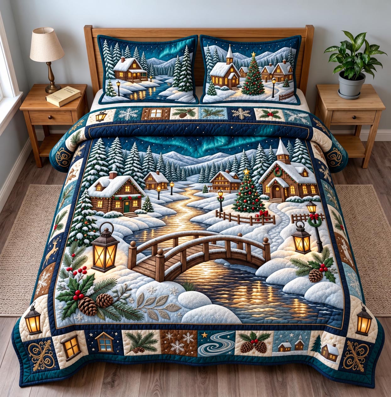 Winter Village 3-Piece Quilted Bedding Set GFTOMA14531