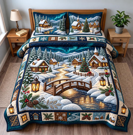 Winter Village 3-Piece Quilted Bedding Set GFTOMA14531