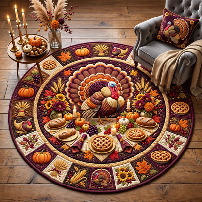 Autumn Turkey Quilted Round Mat GFTOMA14534