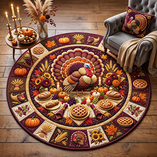 Autumn Turkey Quilted Round Mat GFTOMA14534