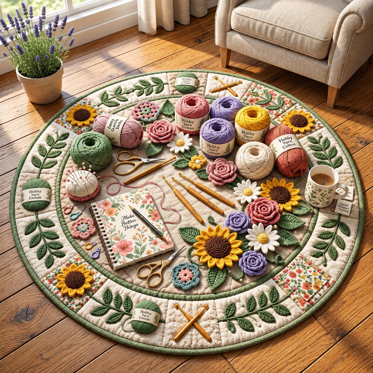 Crochet Garden Quilted Round Mat GFTOMA14539