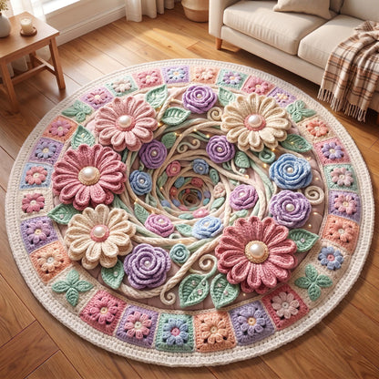 Crochet Flower Quilted Round Mat GFTOMA14540